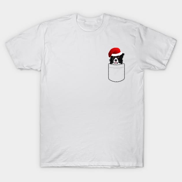 Rough Border Collie Christmas Dog In Your Pocket T-Shirt by Sleazoid